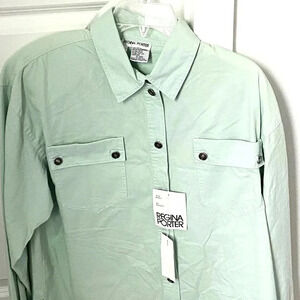 NWT Regina Porter Light Green Ladies/Women's Size L Full Sleeves Shirt